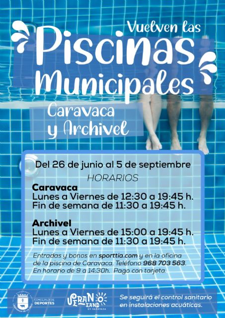 Las piscinas municipales de Caravaca y Archivel gestionadas por la Concejalía de Deportes abren al público este sábado - 1, Foto 1
