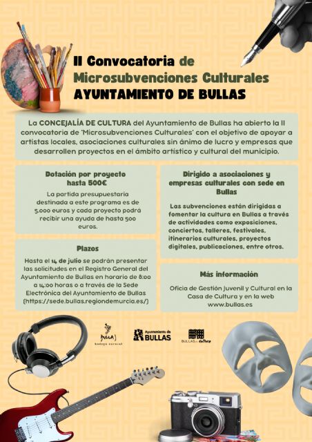 El Ayuntamiento de Bullas lanza una nueva convocatoria de micro-subvenciones para proyectos culturales 2025 - 1, Foto 1
