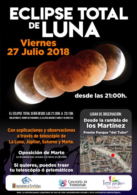 Observación del eclipse lunar el 27 de julio en Torre Pacheco - 1, Foto 1