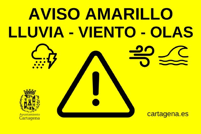 Aviso amarillo por olas, viento y lluvia este jueves y viernes en Cartagena - 1, Foto 1