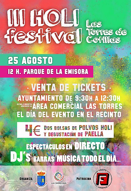 La tercera edición de la ‘Holi Festival’ de Las Torres de Cotillas promete mucha diversión y colorido - 1, Foto 1