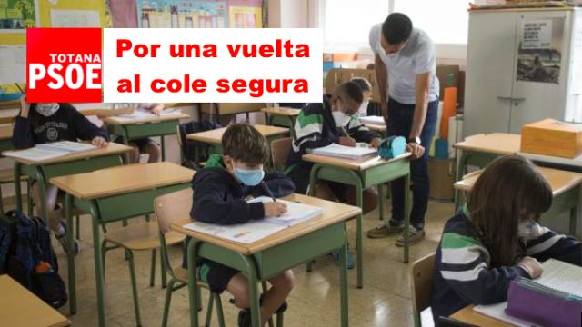 El PSOE insta al Alcalde y al Concejal de Educación a convocar de manera urgente al Consejo Escolar Municipal para reivindicar una vuelta segura a las aulas