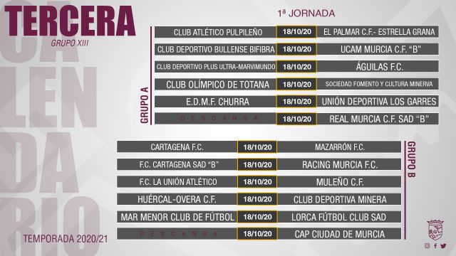 Ya se conoce el calendario del Grupo XIII de la Tercera División que esta temporada estará dividido en dos grupos de once equipos