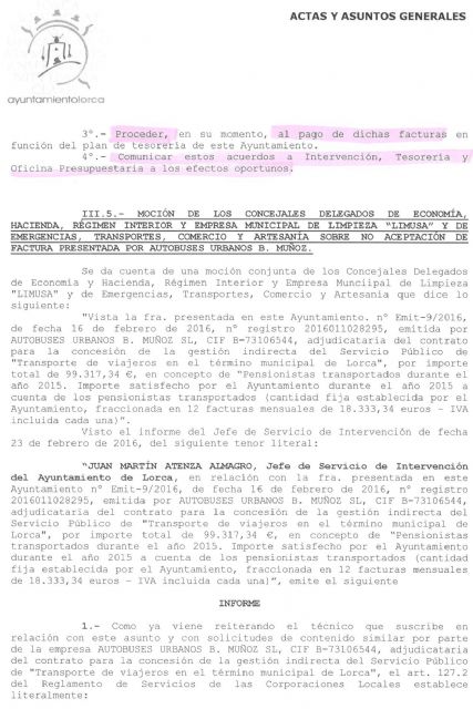 Ciudadanos Lorca: La Junta de Gobierno Local aprobó ilegalmente el pago de diversas facturas a la empresa Ibarra Lorca S.L - 4, Foto 4