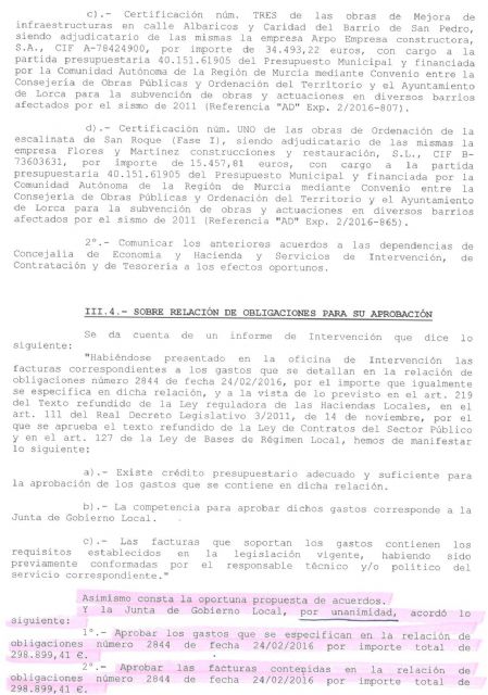 Ciudadanos Lorca: La Junta de Gobierno Local aprobó ilegalmente el pago de diversas facturas a la empresa Ibarra Lorca S.L - 5, Foto 5