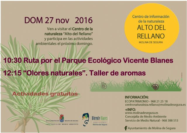 El Centro de Información de la Naturaleza Alto del Rellano de Molina de Segura dedica la jornada del domingo 27 de noviembre a las plantas aromáticas y sus usos tradicionales - 1, Foto 1