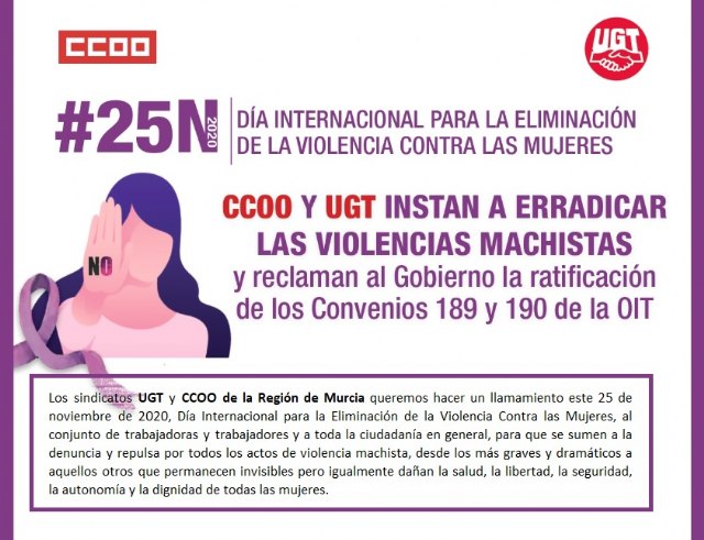 Manifiesto conjunto UGT - CCOO 25 N 2020 - 1, Foto 1