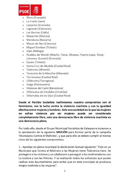 El Grupo Municipal Socialista de Calasparra registra una moción para la ADHESIÓN DEL AYUNTAMIENTO DE CALASPARRA A LA CAMPAÑA “MUNICIPIOS CONTRA EL MALTRATO” - 2, Foto 2