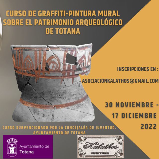 Kalathos organiza un curso de graffiti-pintura mural sobre patrimonio arqueológico de Totana