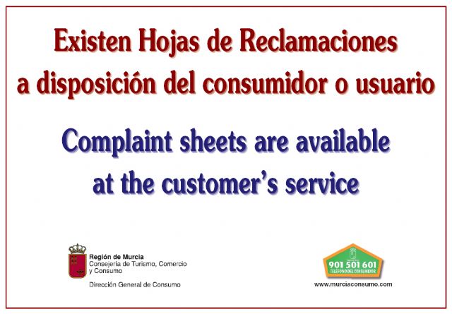 Recuerdan la necesidad de que los comercios dispongan de hojas de reclamaciones para usuarios y consumidores, Foto 1