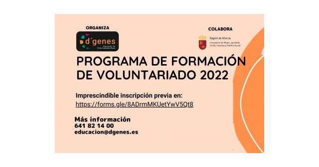 El 1 de marzo tendr lugar la segunda sesin del ciclo de formacin a voluntarios organizado por DGenes en 2022, Foto 1