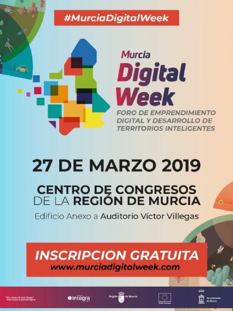 20 ponentes participarán en la jornada Murcia Digital Week que tendrá lugar el miércoles en el auditorio Víctor Villegas - 1, Foto 1