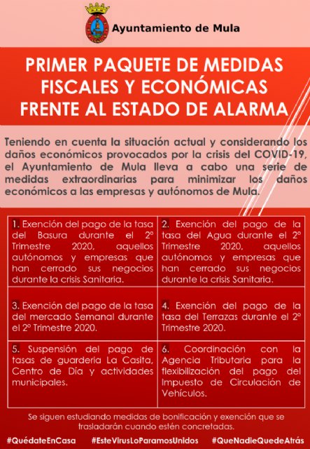 Primer paquete de medidas fiscales y económicas frente al estado de alarma del Ayuntamiento de Mula - 1, Foto 1
