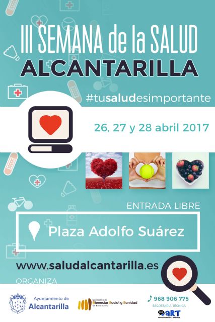 Mañana abre en Alcantarilla la III Semana de la Salud, la misma se celebrará entre el 26 y 28 de abril en la plaza Adolfo Suárez - 1, Foto 1