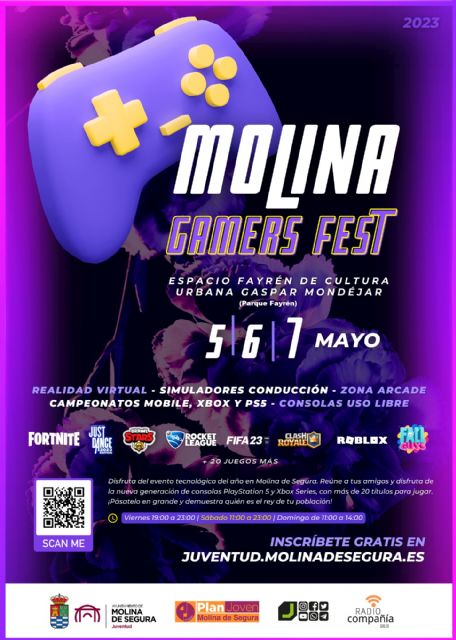 El evento tecnológico MOLINA GAMERS FEST se celebra los días 5, 6 y 7 de mayo en el Espacio Fayrén de Cultura Urbana Gaspar Mondéjar Vidal de Molina de Segura - 1, Foto 1