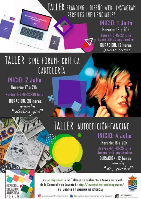 La Concejalía de Juventud de Molina de Segura organiza tres talleres gratuitos y una exposición colectiva en el Espacio de Creación Artística Joven en julio y septiembre de 2019 - 3, Foto 3