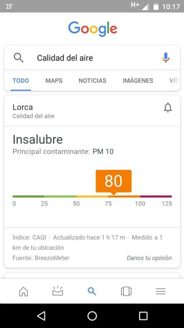 IU denuncia que, según BreezoMeter, el aire en Lorca es insalubre por partículas P10 - 1, Foto 1