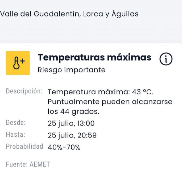 Alerta por el episodio de altas temperaturas previsto para los próximos días - 1, Foto 1