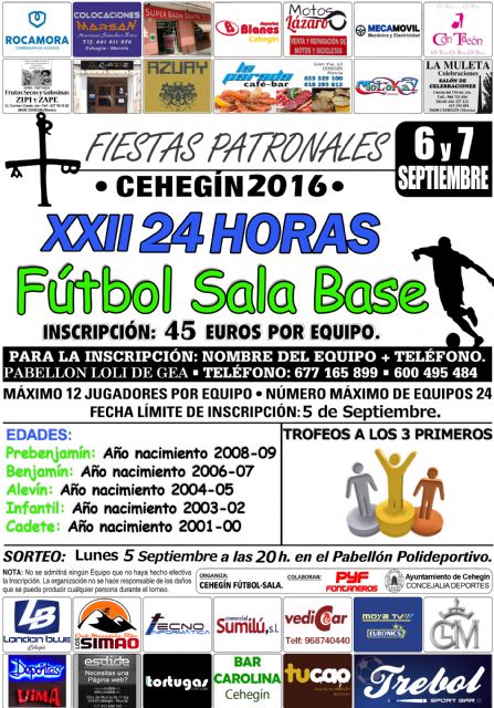 Las XXII 24 Horas de Fútbol Sala Base se disputarán los días 6 y 7 de septiembre - 1, Foto 1