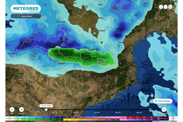 Entre esta tarde y la mañana del domingo las nevadas serán persistentes en el Pirineo de Huesca y Lleida, Foto 1