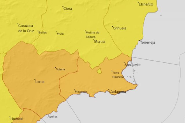 Se eleva a nivel Naranja el aviso por lluvias y tormentas este domingo en Cartagena y el resto de la Región - 1, Foto 1