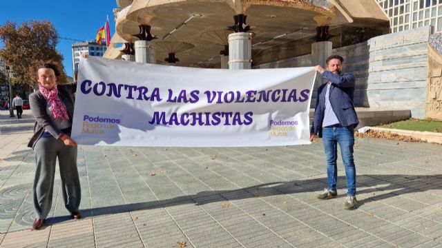 Podemos despliega una pancarta contra las violencias machistas en la Asamblea para conmemorar el 25N frente al boicot de PP y Vox - 1, Foto 1