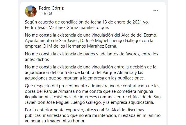 Comunicado de Pedro Jesús Martínez Górriz según acuerdo de conciliación de fecha 2 de febrero de 2021 - 2, Foto 2
