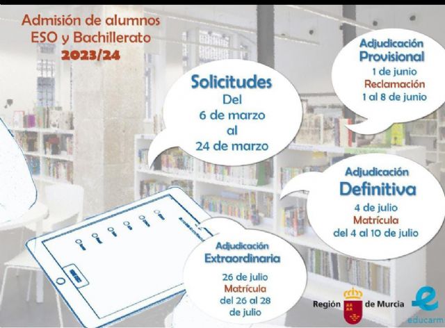 El Ayuntamiento de Lorca informa de la apertura del plazo de solicitudes de admisión para estudiantes de Infantil, Primaria, Secundaria y Bachillerato - 1, Foto 1