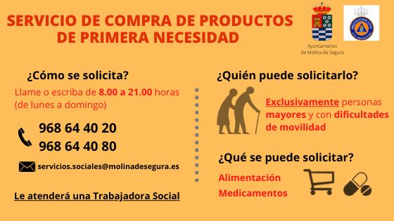 La Concejalía de Bienestar Social de Molina de Segura pone a disposición exclusivamente de las personas mayores o con movilidad reducida un servicio de apoyo para la realización de tareas básicas durante el estado de alarma por el COVID-19 - 1, Foto 1