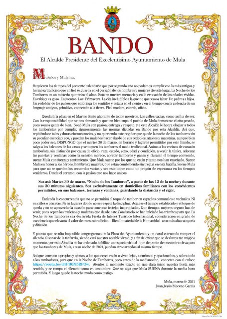 Bando del Alcalde: Noche de los Tambores 2021 - 1, Foto 1