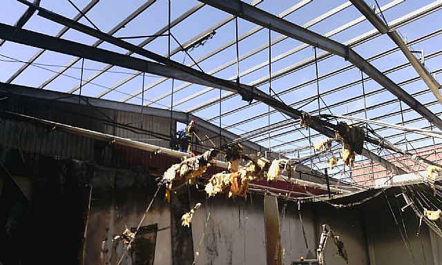 Servicios de emergencia acuden a sofocar un incendio declarado en las instalaciones de la empresa ElPozo, en Alhama de Murcia, Foto 7