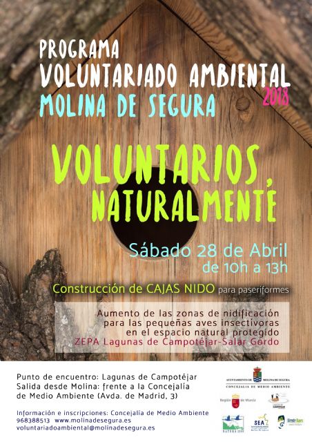El Programa de Voluntariado Ambiental de Molina de Segura ¡Voluntari@s Naturalmente! participa en la conservación de la avifauna del humedal de Las Lagunas de Campotéjar  Salar Gordo el sábado 28 de abril - 1, Foto 1