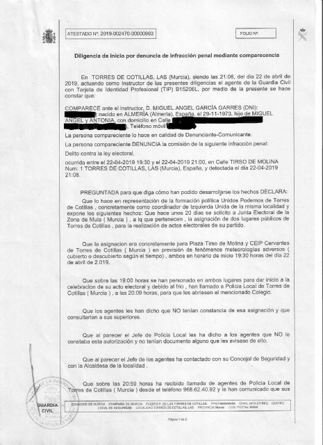 IU denuncia a la alcaldesa de Las Torres por impedir la celebración de un acto de Unidas Podemos - 2, Foto 2