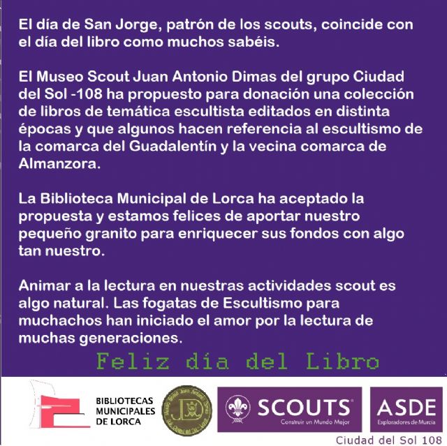La red municipal de bibliotecas de Lorca incorpora a sus fondos una muestra de libros de temática scout donados por el Ciudad del Sol - 1, Foto 1