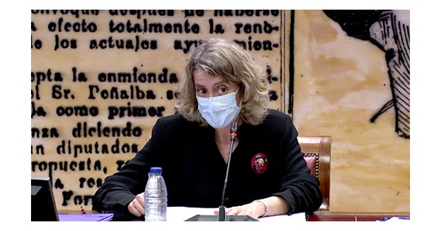 La presidenta de FADEMUR, Teresa López López, durante su intervención esta tarde en el Senado, Foto 1