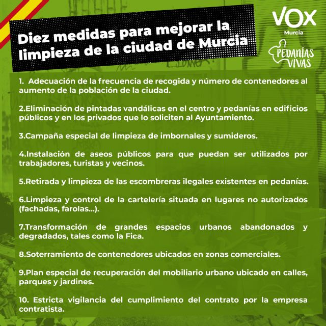 VOX presenta la campaña Murcia Limpia ante el estado de abandono y suciedad en el que se encuentran la ciudad y las pedanías - 1, Foto 1