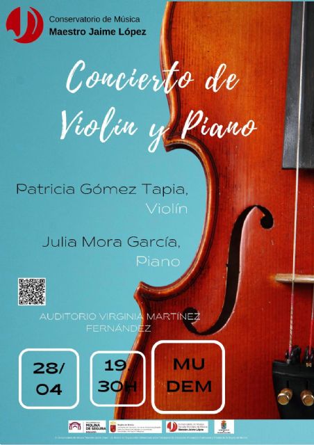 Patricia Gómez Tapia y Julia Mora García ofrecen un concierto de violín y piano en el Auditorio Virginia Martínez Fernández de Molina de Segura el viernes 28 de abril - 1, Foto 1