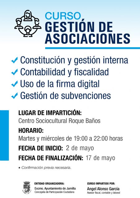 La Concejalía de Participación Ciudadana organiza un curso de gestión de asociaciones en seis sesiones - 1, Foto 1