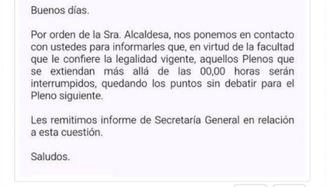 PSOE: La alcaldesa antidemocrtica del PP, Mara Cnovas, decide suspender los plenos a las 12 de la noche, Foto 1