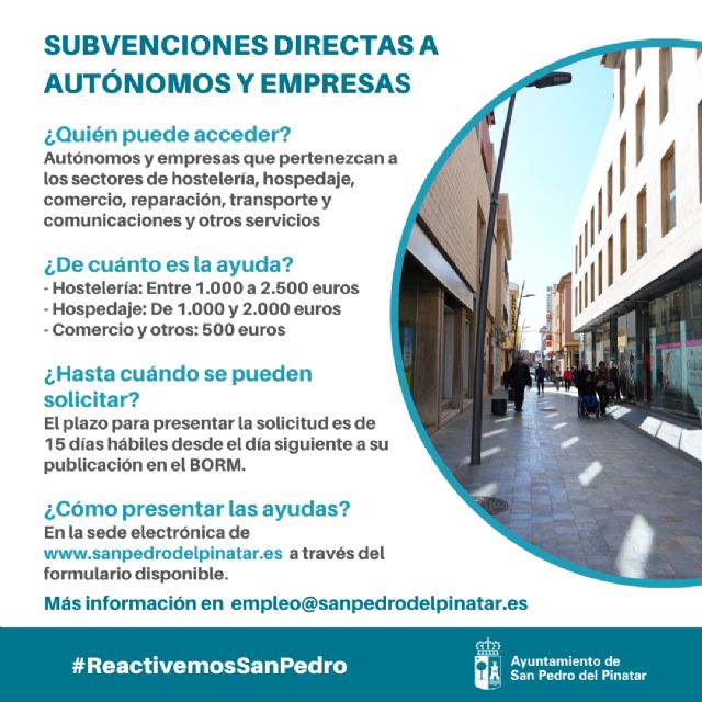 San Pedro del Pinatar destina 500.000 euros a ayudas directas a autónomos y empresas locales - 1, Foto 1