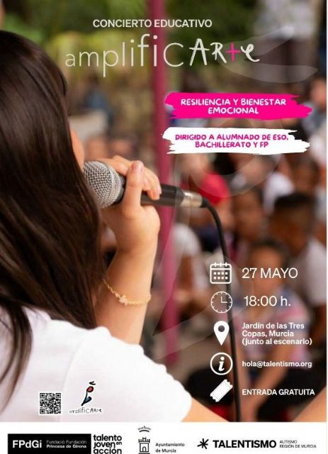 Murcia acoge mañana el concierto educativo 'AmplifiCARTE', una iniciativa que une música y bienestar emocional para jóvenes Murcia acoge mañana el concierto educativo 'AmplifiCARTE', una iniciativa que une música y bienestar emocional para jóvenes