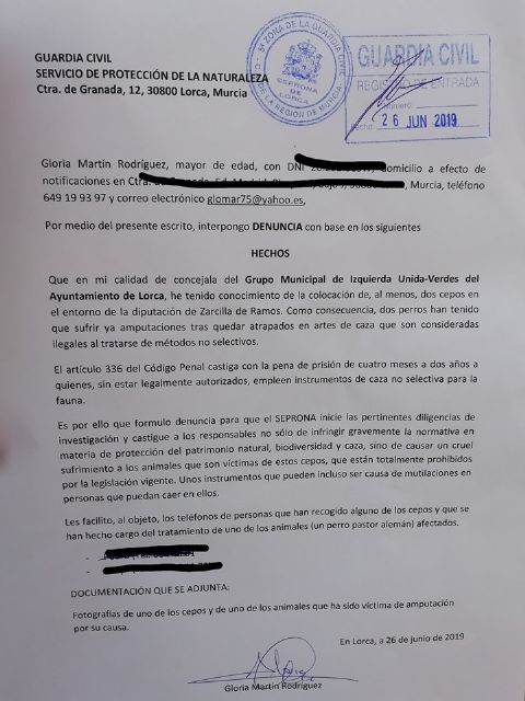 IU Lorca denuncia la colocación de cepos ilegales en Zarcilla de Ramos - 1, Foto 1