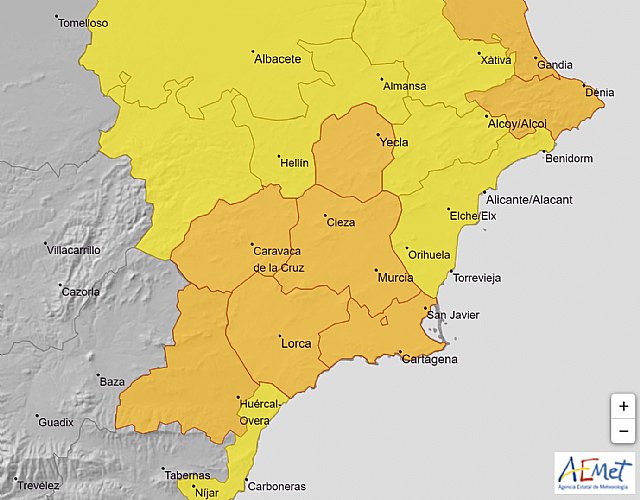 Meteorología amplía su aviso por lluvia y tormentas a toda la Región de Murcia - 1, Foto 1