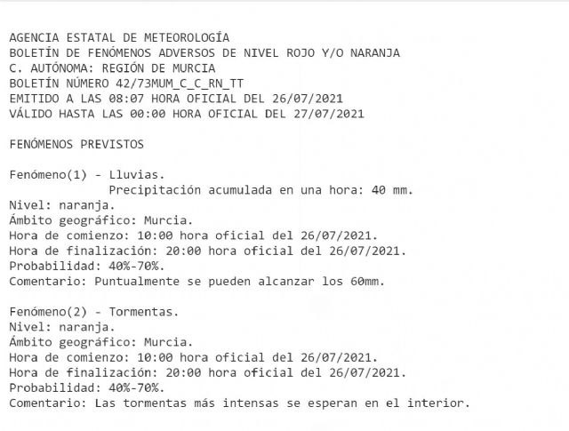 Meteorología amplía su aviso por lluvia y tormentas a toda la Región de Murcia - 2, Foto 2