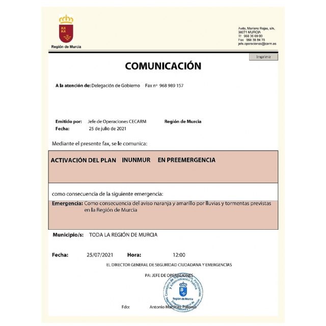 Activado el Plan Territorial de Protección Civil del municipio en fase de preemergencia por aviso naranja de fuertes lluvias - 1, Foto 1