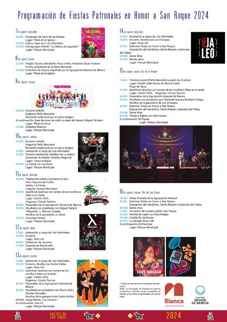 Blanca celebra sus Fiestas Patronales en honor a San Roque - 2, Foto 2