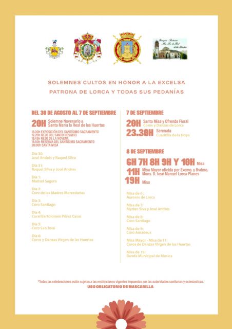 Los actos religiosos en honor a la Virgen de las Huertas adaptados a las restricciones sanitarias para conmemorar, con seguridad, las fiestas patronales - 1, Foto 1