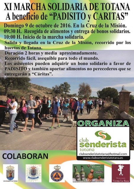 La XI Marcha Solidaria Senderista se celebrará el domingo 9 de octubre, a beneficio de PADISITO y Cáritas de las dos parroquias - 2, Foto 2