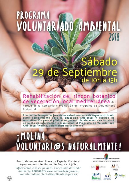 El Programa de Voluntariado Ambiental de Molina de Segura ¡Voluntari@s Naturalmente! colabora en la  rehabilitación del rincón botánico de vegetación local mediterránea del Parque de la Compañía el sábado 29 de septiembre - 1, Foto 1