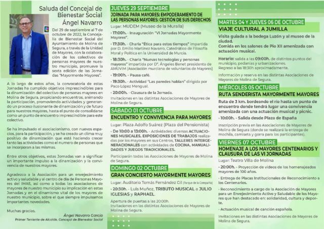 Molina de Segura celebra la sexta edición de las Jornadas Mayormente Mayores, del 29 de septiembre al 7 de octubre - 1, Foto 1
